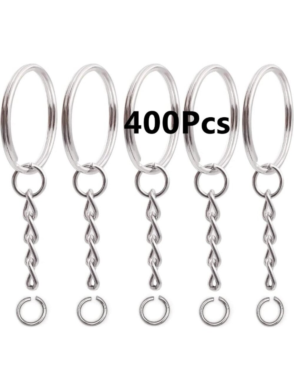 400 PCS 25mm Metal Keychain Split Rings - DIY Craft Key Chain Jump Rings